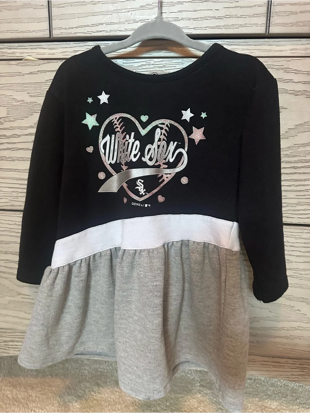 Girls' Chicago White Sox Long Sleeve Dress - Black & Gray